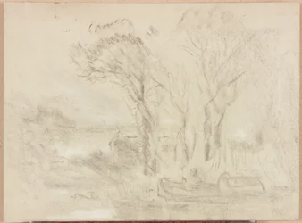 Landschaft mit Boot und Figuren